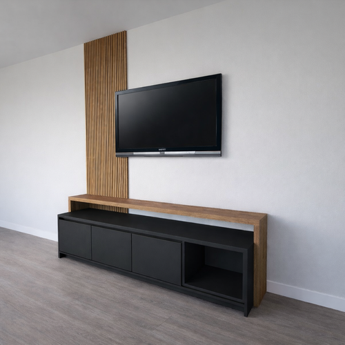 Panel de TV y Rack Minimalista con Alistonado